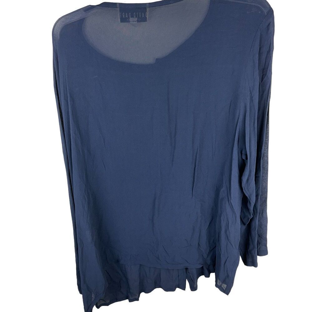 Vintage‎ Made In USA DAVID DART Top XL Button Up Long Sleeve Blue Sheer - Picture 2 of 4